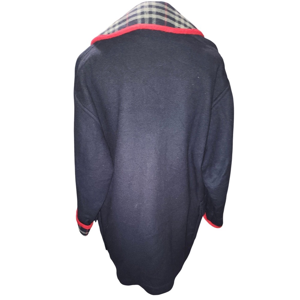 Burberrys Vintage Navy Wool Duffle Coat Nova Check Lining Red Piping England - Picture 5 of 11